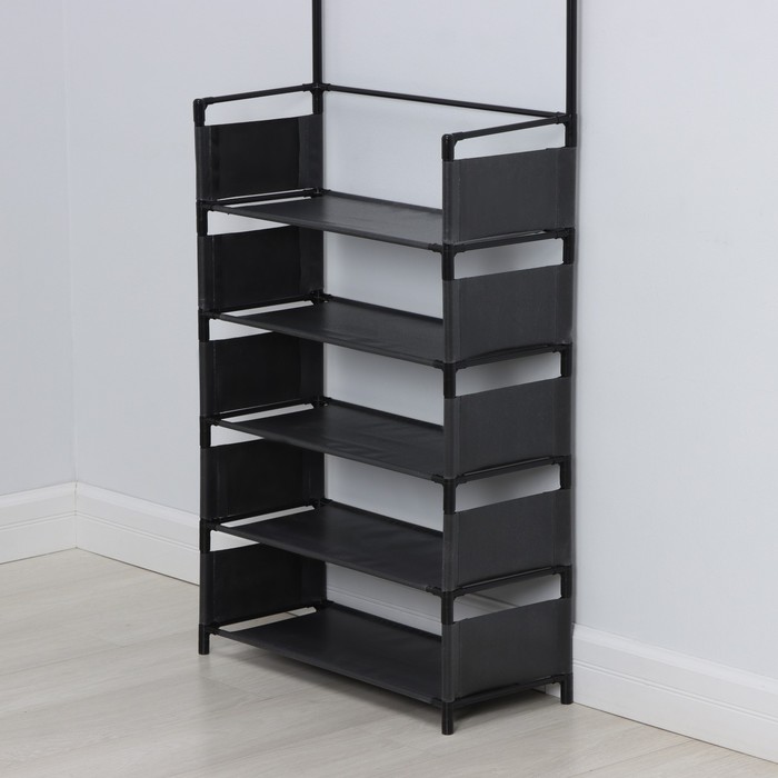 Вешалка - стойка напольная для одежды LaDо́m, с полками для хранения, 5 ярусов, 60×26×172 см, чёрная