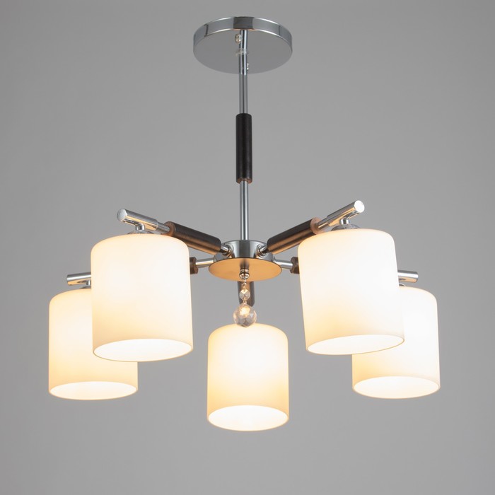 Люстра ЭкономСвет «Техник», Е27, 5×60 Вт, 50×50×39 см, хром, чёрная