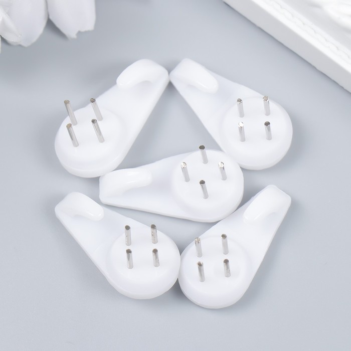 Крючок универсальный, пластик, металл, набор 5 шт., 3×1.5 см