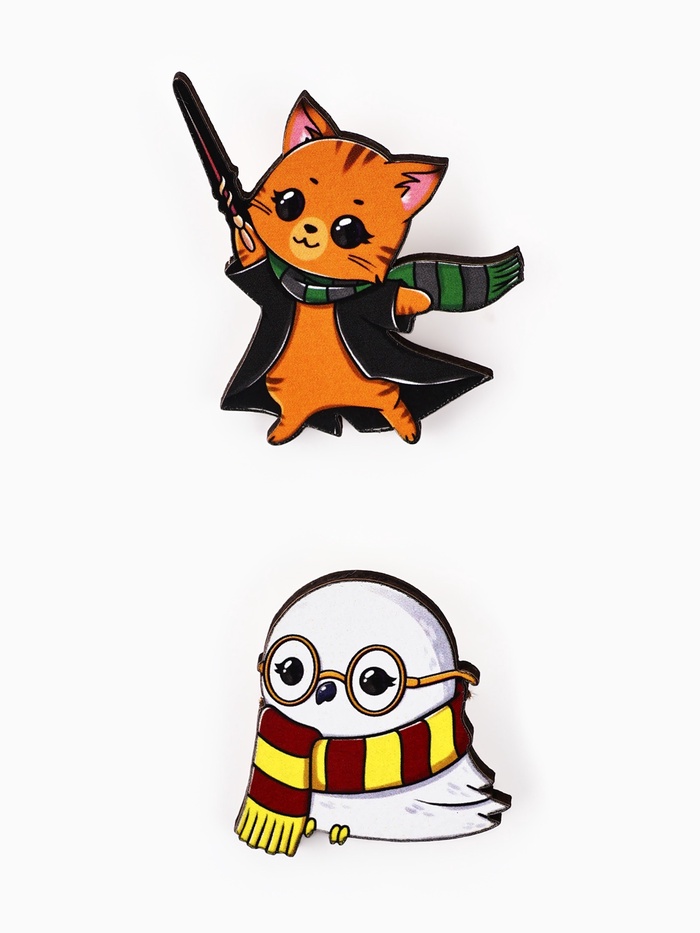 Значки деревянные, неразлучники «Наша дружба это магия», 2 шт., 8×12 см