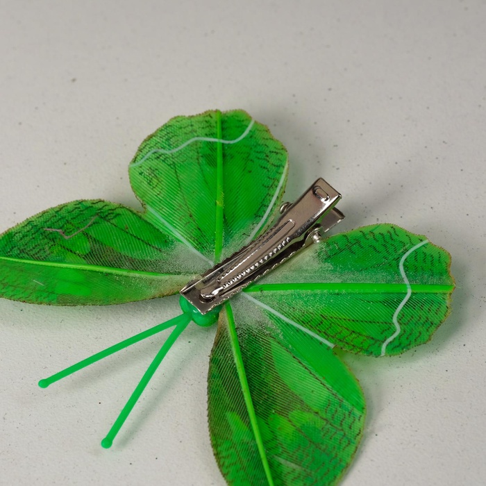 Бабочка для декора и флористики, на прищепке, пластиковая, микс, 6 шт., 8 см