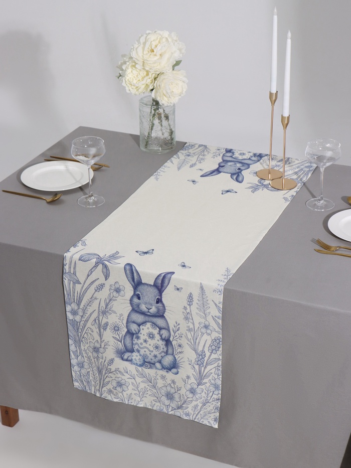 Дорожка на стол «Этель. Кролик», 50×150 см, 100% хлопок, рогожка 160 г/м²