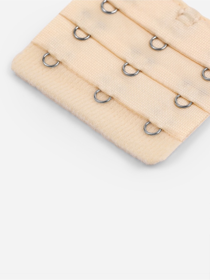 Застёжка для бюстгальтера, удлинитель, 3 ряда 3 крючка, 5×5.5 см, бежевая