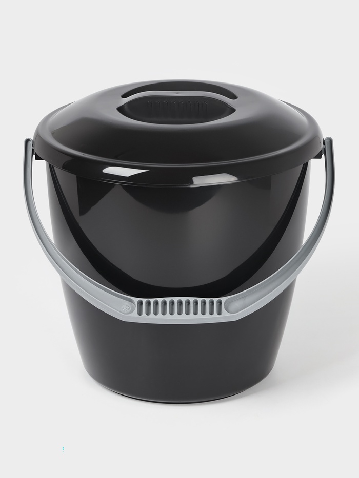 Ведро с крышкой «Удачное», 10 л, пластик, чёрное