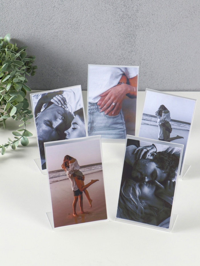 Набор фоторамок для фото 10×15 см, А6, вертикальная, прозрачная, 5 шт.