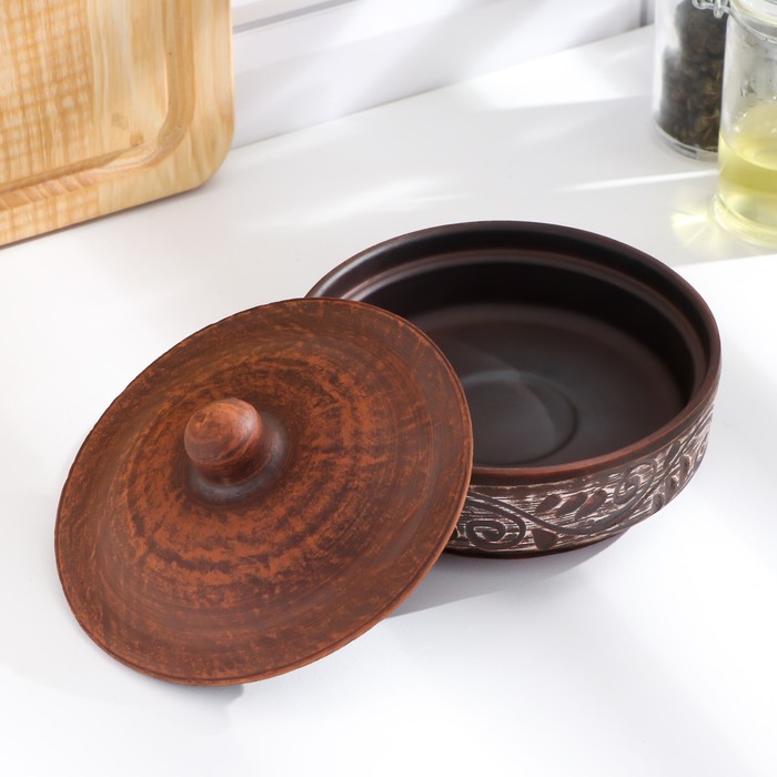 Блюдо для запекания «Ангоб», 250 мл, 8×12 см, красная глина