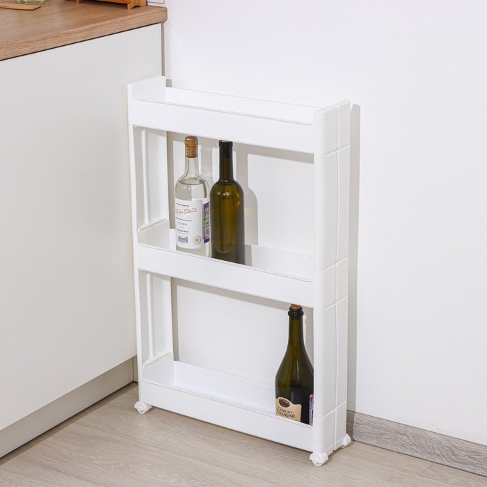 Стойка напольная, 3-х секционная, на колёсиках, белая