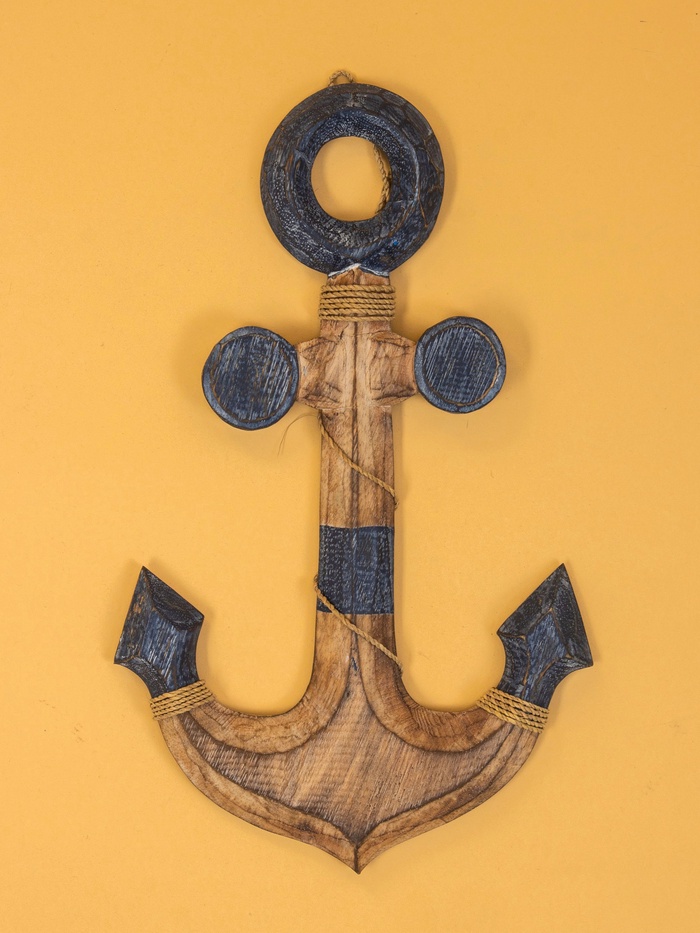 Декор интерьерный «Якорь», 23×2×40 см, дерево, сине-коричневый