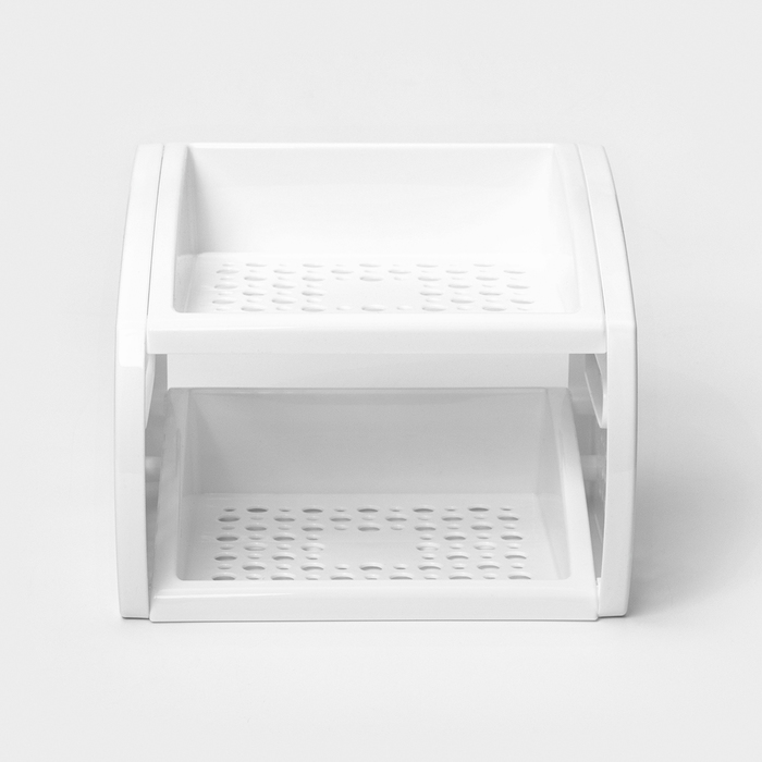 Этажерка кухонная настольная 2-х секционная Альтернатива, пластик, 20×25×21 см, белая