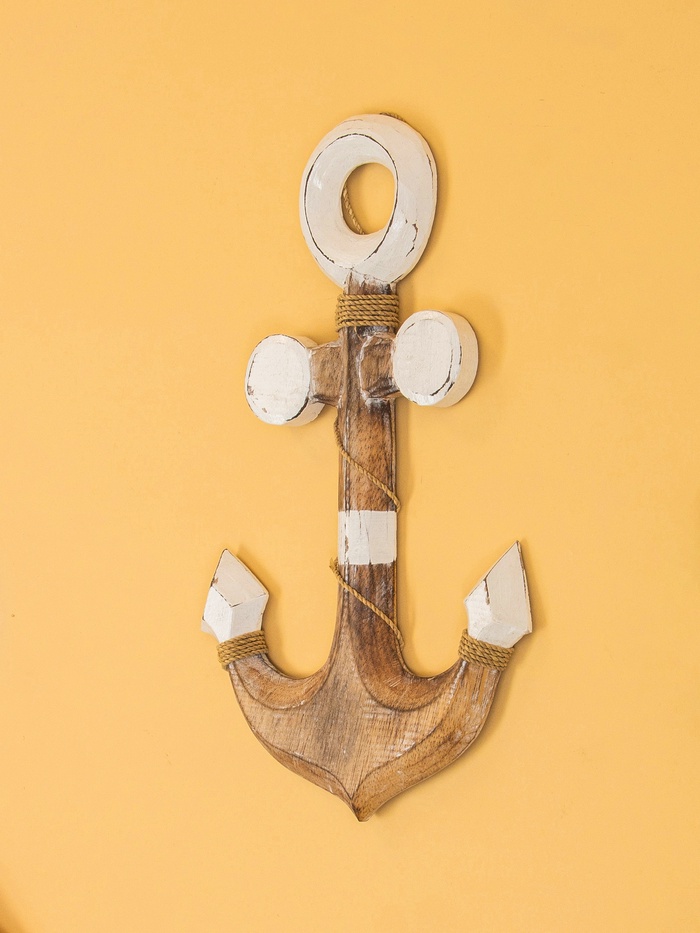 Декор интерьерный «Якорь», 23×2×40 см, дерево, белый