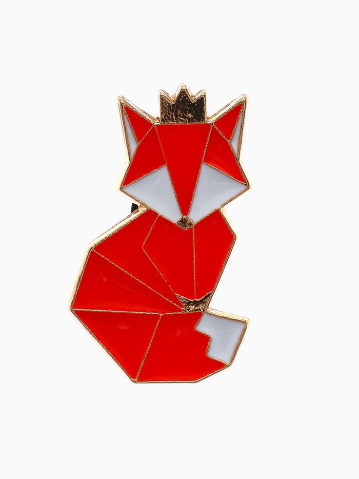 Значок «Графичные животные» лиса, оранжево-белый в золоте