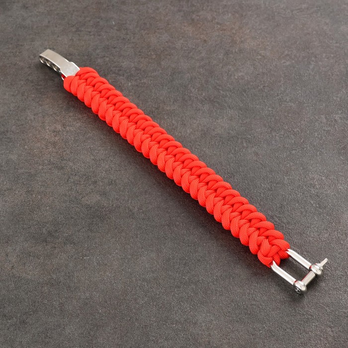 Браслет из паракорда, 23 см, паракорд 3 м, с металлической застежкой, красный