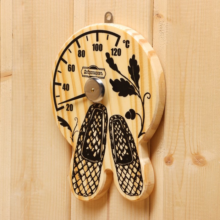 Термометр для бани и сауны «Лапти», 16×12 см, деревянный, «Добропаровъ»
