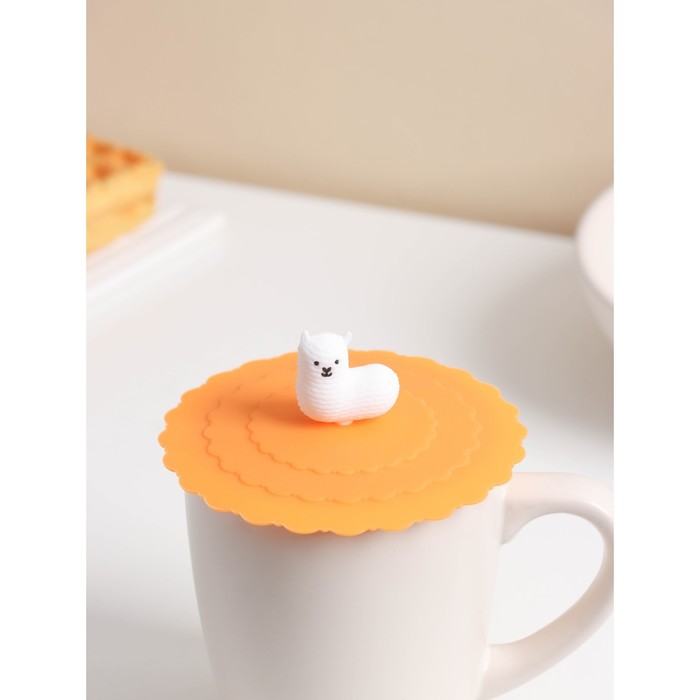 Крышка - непроливайка силиконовая Доляна «Лама», d=10 см, оранжевая