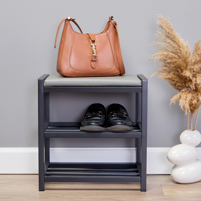 Банкетка «Базовая», с обувницей, 400×250×415 мм, цвет чёрный