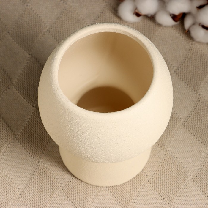 Декоративное кашпо - ваза для цветов «Мина», 14×14×20 см, керамическое, белое