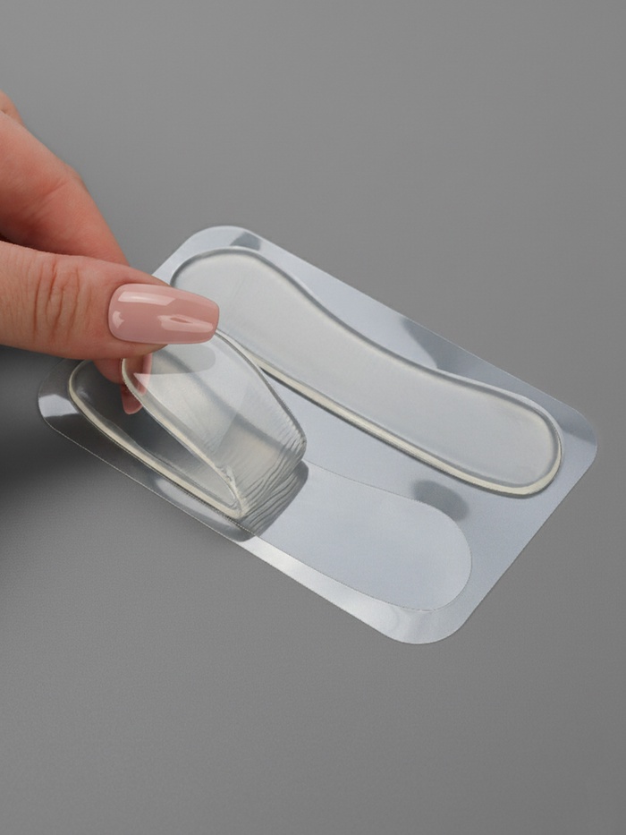 Пяткоудерживатели для обуви, на клеевой основе, силиконовые, 9.8×2.5 см, пара, прозрачные