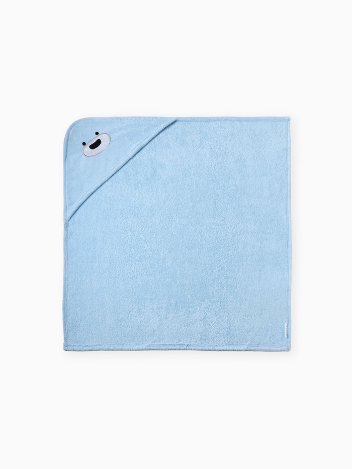 Махровое полотенце с уголком «Крошка Я. Мишка», 75×75 см, хлопок 100%, голубое