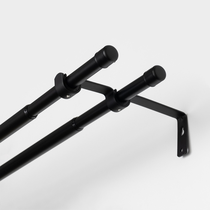 Карниз двухрядный кованый, 160-300 см, телескопический, металл, чёрный