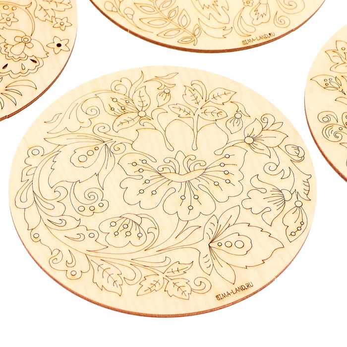 Заготовки для творчества. Роспись по дереву «Русские узоры», хохлома, 5 шт.