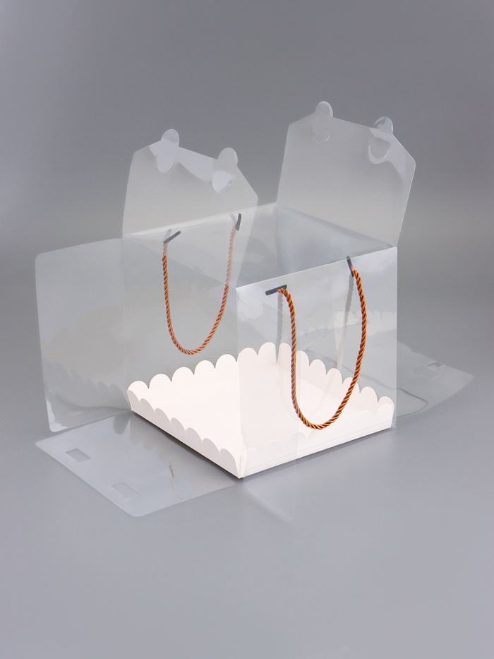 Кондитерская коробка под рулет, белая, с ручками, 20×20×20 см