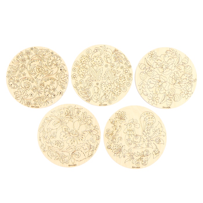 Заготовки для творчества. Роспись по дереву «Русские узоры», хохлома, 5 шт.