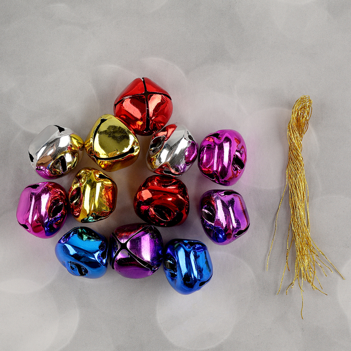 Бубенчики, набор 12 шт., размер 1 шт. - 2.5×2.5 см