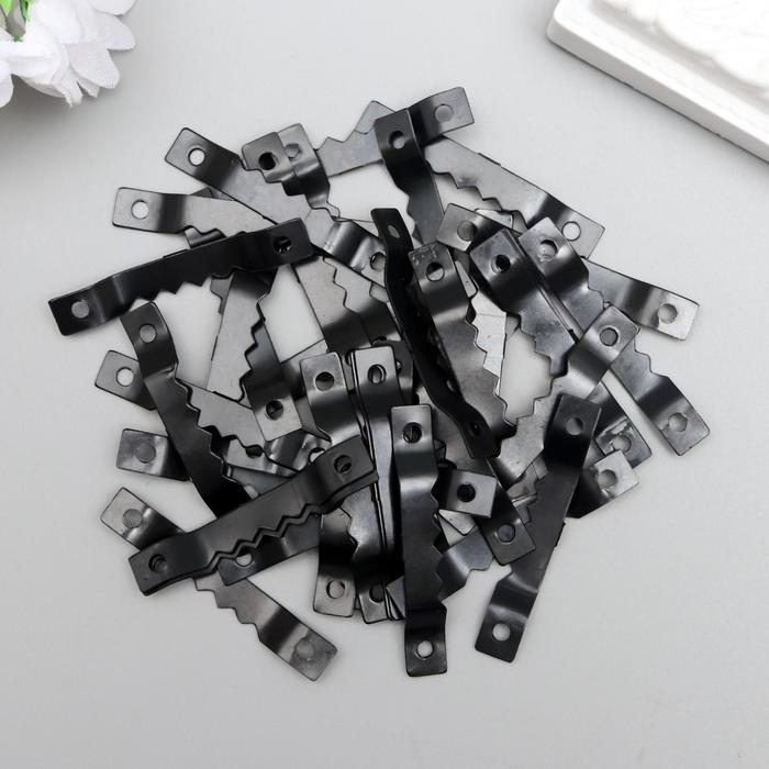 Зубчатая подвеска для картин, фоторамок металл, набор 40 шт., чёрная, 4×0.5 см