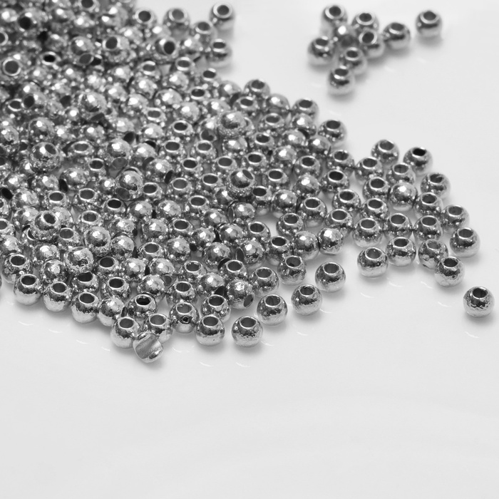Бусина «Гематит» d=3 мм, (набор 10 г), цвет серебро