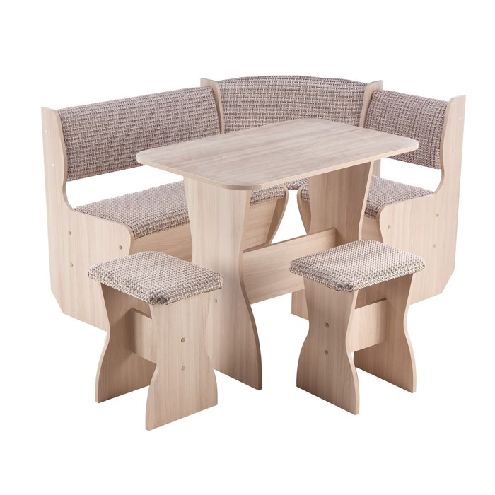 Кухонный уголок «А-5», со столом, с табуретами, цвет ясень шимо светлый/рогожка тёмная