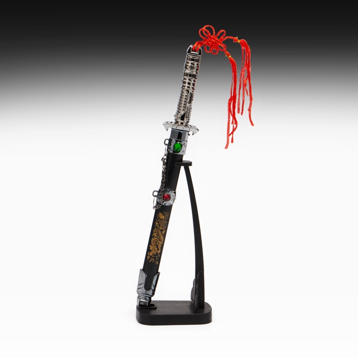 Макет оружия «Сувенирный кинжал на подставке 2в1. Кристаллы», на ножнах дракон, рукоять в форме светового меча, 26.5 см