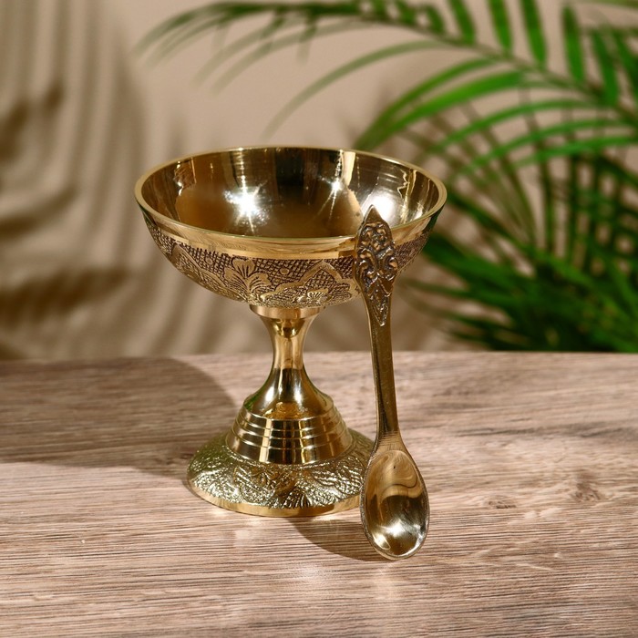 Креманка с ложечкой «Айс крим», 9 см, латунь