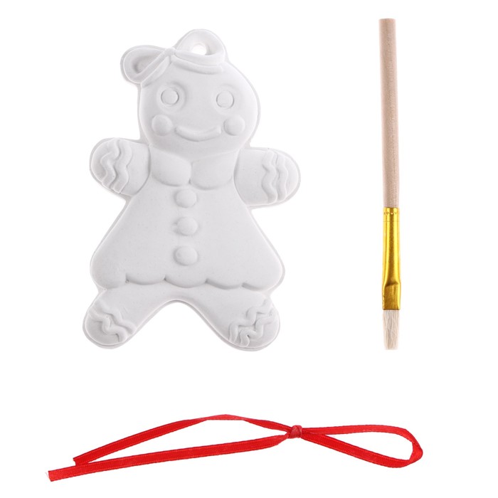 Ёлочная игрушка под раскраску «Печенька» с подвесом, кисть