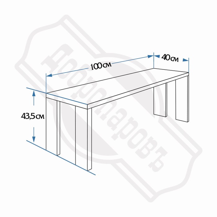 Лавка деревянная, 100×40×43.5 см, липа, «Добропаровъ»