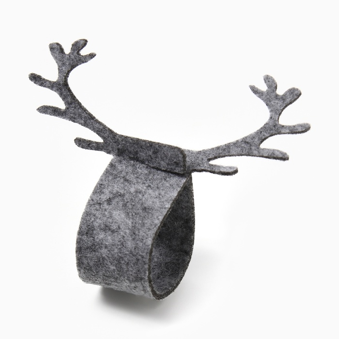 Набор колец для салфеток «Доляна. Олень», 4 шт., серые, 15×5 см