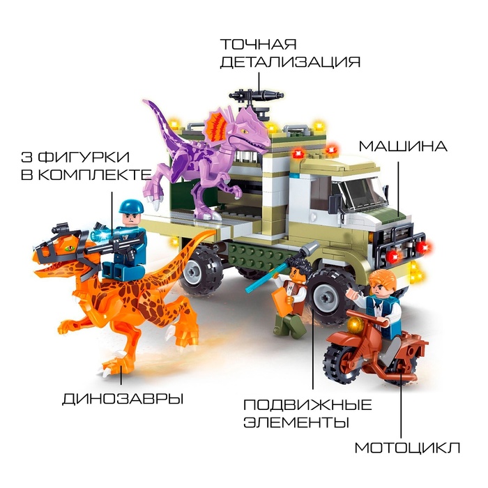 Конструктор «Диноленд. Сражение с хищниками», 360 деталей