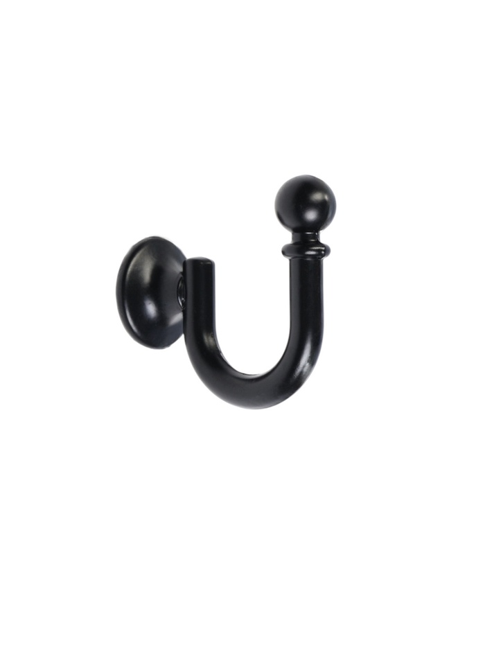 Держатель для штор «ТУНДРА» KS003, однорожковый, черный, 2 шт.