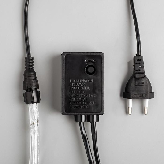 Световой шнур Luazon Lighting, 10 мм, IP65, 20 м, 24 LED/м, 220 В, 8 режимов, свечение жёлтое