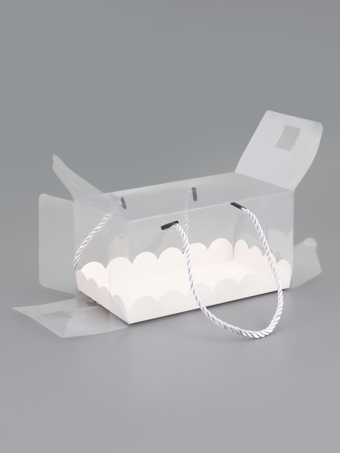 Кондитерская коробка под рулет, белая, с ручками, 18.5×10×10 см