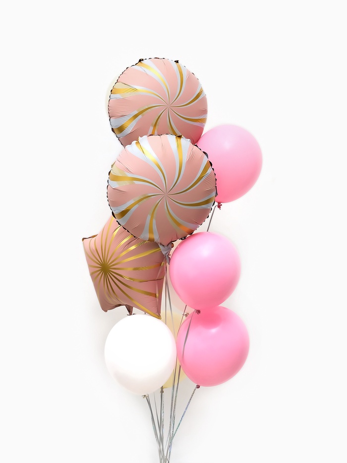 Воздушные шары «Розовые грани», фольга, латекс, набор 12 шт.