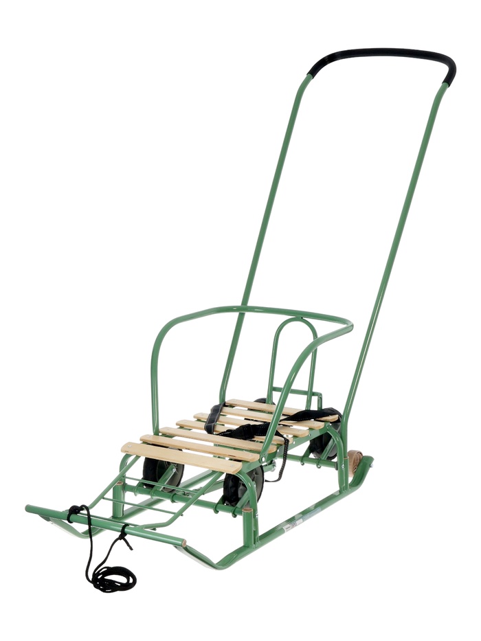 Санки детские с колёсами «Тимка 5 универсал», с ручкой, цвет оливковый