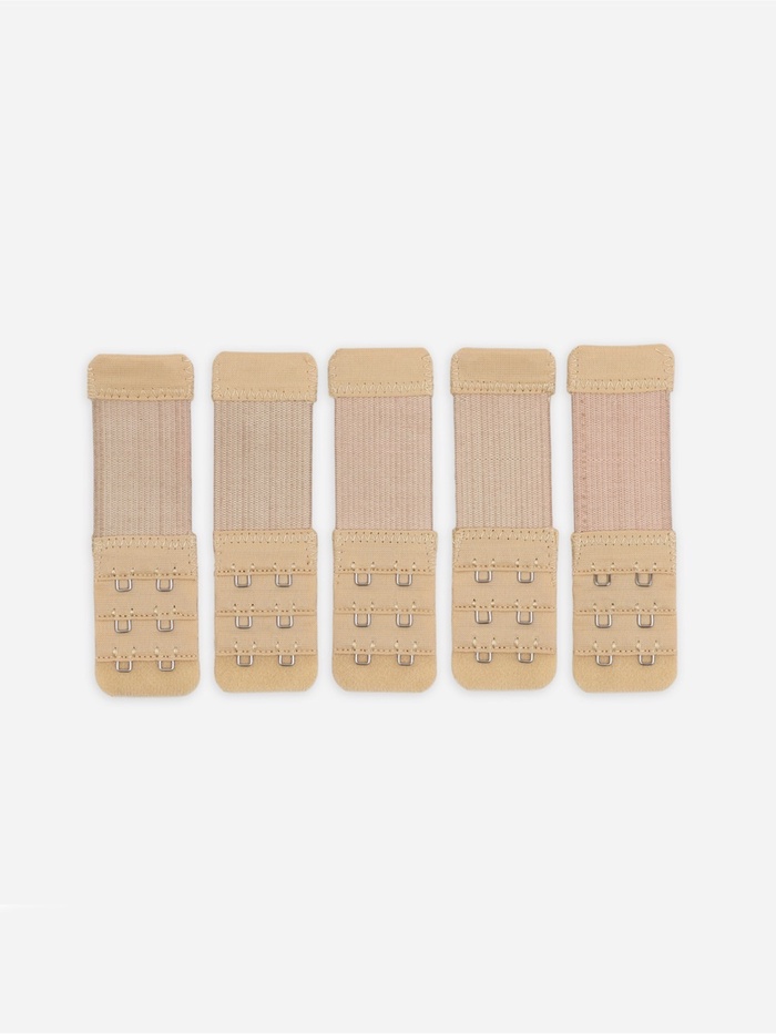 Застёжка для бюстгальтера, удлинитель, 3 ряда 2 крючка, 3.2×10.5 см, 5 шт., бежевая