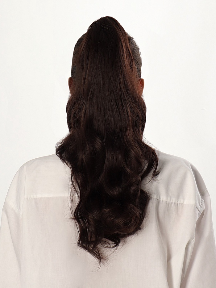 Хвост накладной, волнистый волос, на крабе, 40(±5) см, 150 г, каштановый(#HTY4 А)