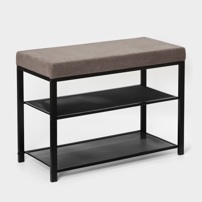 Банкетка «Торонто 23S», 67×30×49 см, каркас чёрный, сиденье серое