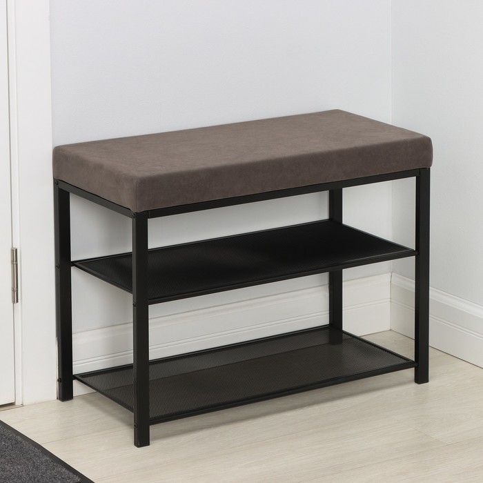 Банкетка «Торонто 23S», 67×30×49 см, каркас чёрный, сиденье серое