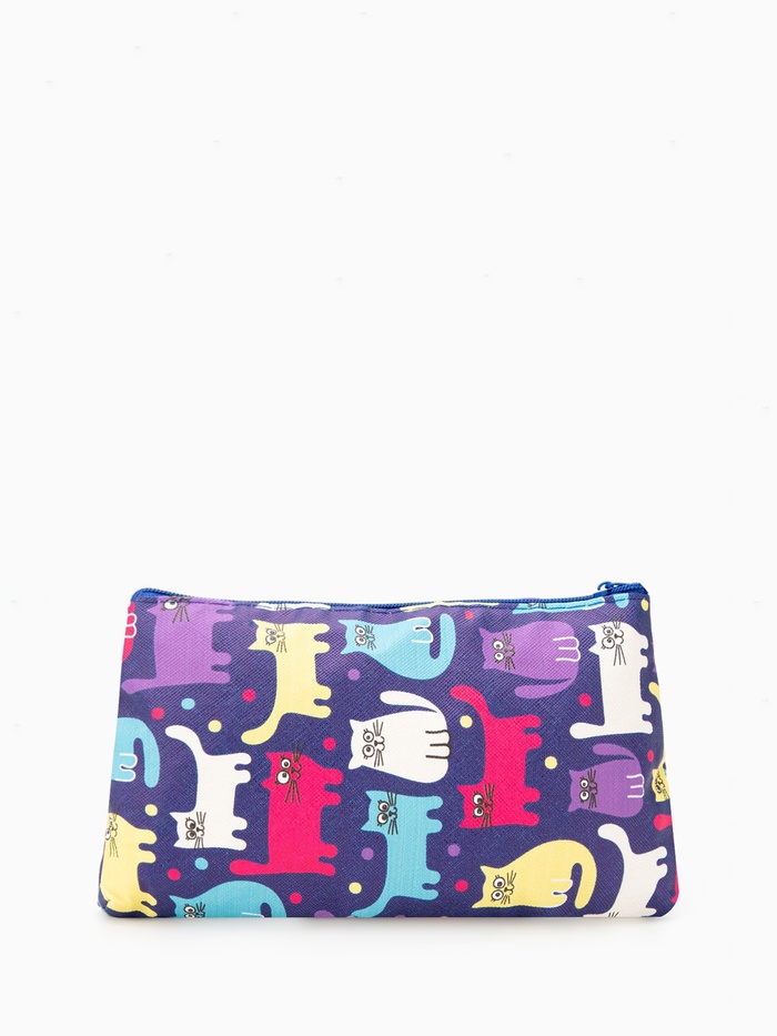 Косметичка - пенал «Котики», на молнии, плоская, с рисунком, разноцветная