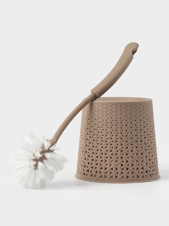 Ёршик для унитаза «Практик. Ротанг», 14×14×40 см, с подставкой, МИКС