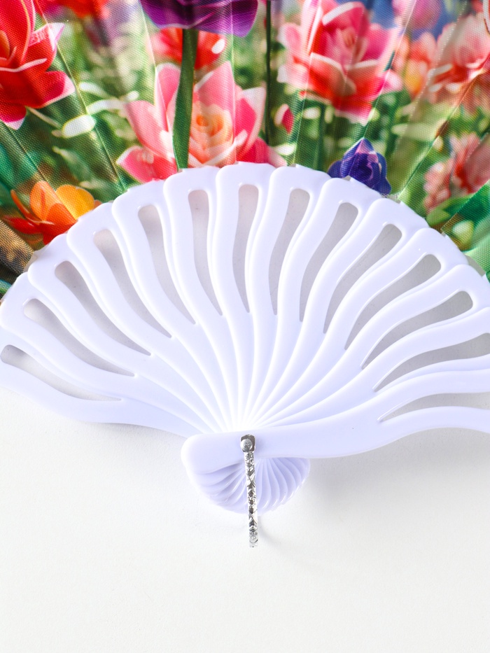 Веер складной «Пластилиновые цветы», 23 см, МИКС