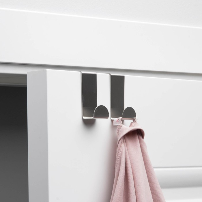 Крючки надверные SAVANNA «Минимализм», 2 шт., металл, 6×6.5×2.5 см, хромированные