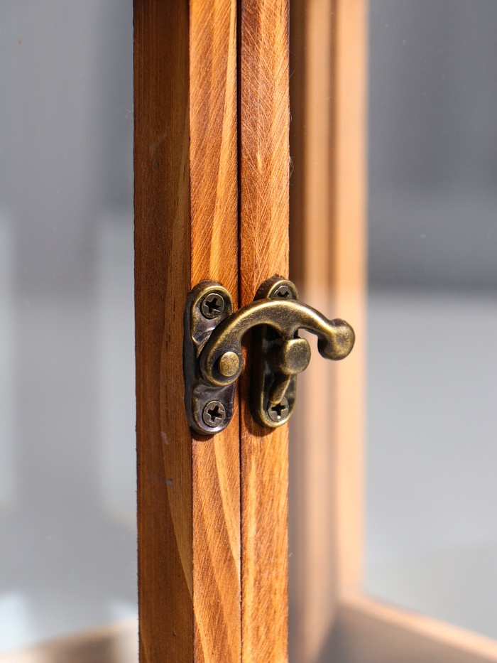 Деревянный подсвечник-фонарь на 1 свечу «Срезной крышей», т. коричневый, 33×14.5×14.5 см